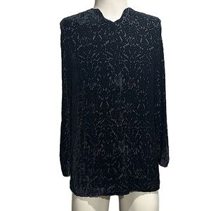 Women’s Dana Buchman Vintage Silk Top w Velvet Floral Pattern